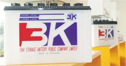  ??  ?? 3K is one of the three brands manufactur­ed by Thai Storage Battery. The Korphaiboo­l family believes Japanese know-how will be of great advantage to the company’s lithium battery production, says a source.