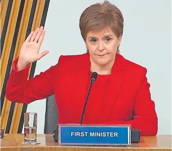  ?? Picture
UNPIXS ?? Nicola Sturgeon takes oath before giving evidence to MSP’s on the Salmond inquiry commitee in March 2021