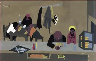  ??  ?? New-York Historical Society More than 100 works from the Elie and Sarah Hirschfeld Collection of Scenes of New York City Pictured: Harlem Diner, 1938, Jacob Lawrence (1917–2000), gouache on paper laid on board, 32.1×48.6cm Promised gift from the Elie and Sarah Hirschfeld Collection