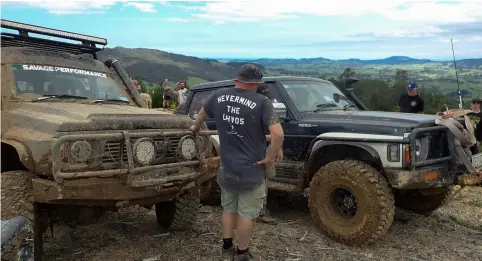  ??  ?? Green team’s ’Gym Grunters’ didn’t lack for fire power with their heavily-modded old-skool Nissan Patrols and things.