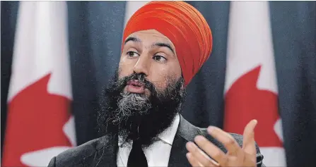  ?? PATRICK DOYLE THE CANADIAN PRESS FILE PHOTO ?? NDP leader Jagmeet Singh is calling for a ban on all random police street checks known as carding.