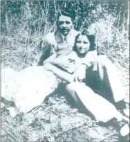  ?? COURTESY PHOTO ?? Following the fatal ambush of Bonnie and Clyde on May 23, 1934, a camera was taken from their vehicle by a bystander and the film later developed. This is a copy of a photo that was developed from the film in the camera and the photo shows Bonnie and...