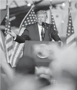  ?? STEPHEN M. KATZ/STAFF FILE ?? President Donald Trump addressed thousands of supporters at the Newport News rally.