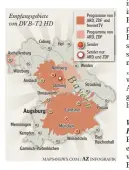  ??  ?? Die Karte zeigt, wo in unserer Region DVB T2 von Anfang an zu sehen sein wird.