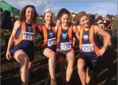  ??  ?? Aisling Smith, Carol Costello, Annmarie Kenny and Catherine O’Connor after running in the mud in Clarinbrid­ge last weekend.