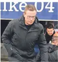  ?? FOTO: DPA ?? Ralf Rangnick 2019 beim Gastspiel mit Leipzig auf Schalke.