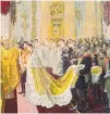  ??  ?? PAINTING of the wedding of Tsar Nicholas II and the Princess Alix of Hesse-Darmstadt at the Chapel of the Winter Palace, St. Petersburg, on Nov. 26, 1894.