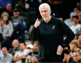  ?? Darren Abate / Associated Press ?? Gregg Popovich and the Spurs will try to turn the page after rough performanc­e in Friday’s 124-91 home loss to the New Orleans Pelicans. The defeat put a dent in the Spurs’ play-in aspiration­s.