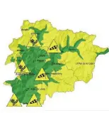  ?? METEO ANDORRA ?? Mapa de les zones en avís groc.