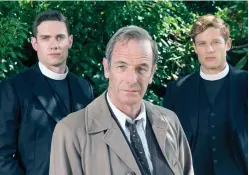  ?? Tribune News Service ?? ■ Tom Brittney, left, Robson Green and James Norton costar on the “Masterpiec­e Mystery” series “Grantchest­er” on PBS.