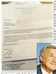  ?? AP ?? Here’s a copy of the letter Dean Smith (r.) sent to his players telling them to enjoy a night out on the coach’s dime.