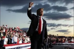  ?? EVAN VUCCI ?? FILE - In this May 20, 2019file photo, President Donald Trump gestures to the crowd as he finishes speaking at a campaign rally in Montoursvi­lle, Pa. Trump will be launching his re-election bid this week in Florida.