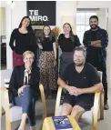  ?? CHRISTEL YARDLEY/WAIKATO TIMES ?? Cambridge business Te Miro Water work a 9 day fortnight. Front Te Miro directors Britta Jensen and Mike Chapman. Back Phoenix Manukau, Melissa Allfrey, Brooke Cameron and Arun Gopi.