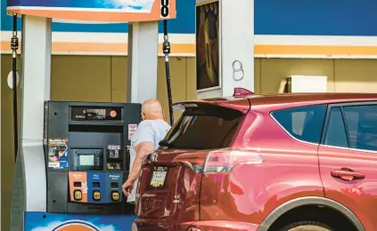  ?? APRIL GAMIZ/THE MORNING CALL ?? AAA listed the average price Monday of gasoline at $4.96 a gallon, up $1.77 from a year earlier, and diesel was at $6.15 a gallon, up $2.59 from a year ago.