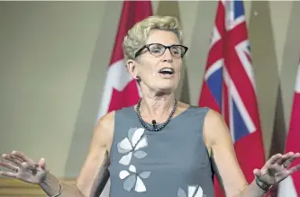  ?? STAN BEHAL/TORONTO SUN FILES ?? Premier Kathleen Wynne announced the government has made agreements with First Nations on building roads linking the Ring of Fire with the provincial highway system.