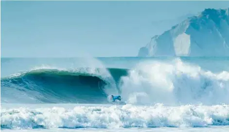  ??  ?? Keone Campbell is a big human and when it gets big and juicy his power surfing comes to the fore.