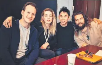  ??  ?? Patrick Wilson (left), Amber Heard, director James Wan and Jason Momoa.