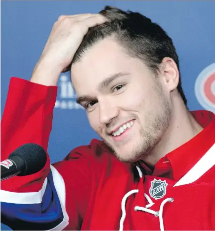  ?? CHRISTINNE MUSCHI ?? Jonathan Drouin, above, gives the Canadiens a legitimate French Canadian offensive star. With Drouin, Phillip Danault, French-speaking Paul Byron and possibly Charles Hudon in the lineup, the Canadiens could have a renewed claim to the old Flying Frenchmen moniker.