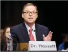  ?? (AP Photo/ Evan Vucci, File) ?? In this Dec. 6, 2012, file photo, Kevin Hassett, senior fellow and director of Economic Policy at the American Enterprise Institute (AEI), gestures as he testifies on Capitol Hill in Washington before the Joint Economic Committee.