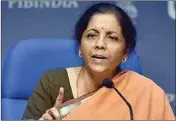  ??  ?? Finance Minister Nirmama Sitharaman