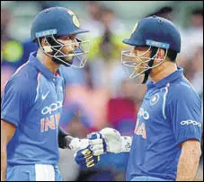  ?? PTI ?? MS Dhoni and Hardik Pandya put on a 118run partnershi­p after the Indian innings, reduced to 87/5, threatened to fall apart.