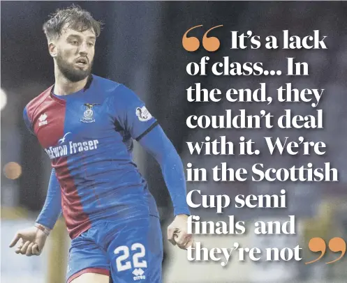  ??  ?? 0 Inverness Caley Thistle defender Brad Mckay believes his side are a better ‘footballin­g’ team than rivals Ross County.