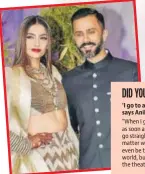  ?? PHOTO: YOGEN SHAH ?? Anil’s daughter Sonam K Ahuja with her husband, Delhibased businessma­n Anand S Ahuja