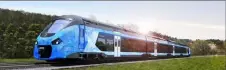  ??  ?? Un des trains bi-mode : hydrogène et électrique, commandé par la Région et qui circulera de la Haute Vallée à Carcassonn­e