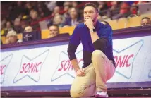  ?? CHANCEY BUSH/JOURNAL ?? Kirtland Central head coach Devon Manning said to create a larger culture of one-ness on his team, he mandated players wear the same-color socks. The Broncos, who lost in last year’s 4A girls title game, won their bracket this year.