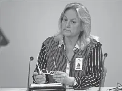  ?? MICHAEL CHOW/THE REPUBLIC ?? Scottsdale Unified School District Superinten­dent Denise Birdwell listens during a governing-board meeting Jan. 30.