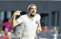  ?? RHONA WISE/AP ?? Inter Miami midfielder Rodolfo Pizarro celebrates after scoring a goal against Toronto FC, on Saturday in Fort Lauderdale.