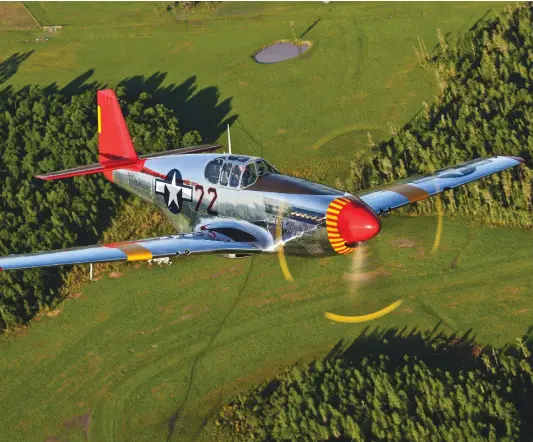  ??  ?? Starting in P-40s, the Tuskeegees moved up to
B/C Mustangs in which they performed excellent bomber escort but didn’t have the perfect record often ascribed to them. (Photo by Moose Peterson)