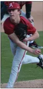  ?? (NWA Democrat-Gazette/ Andy Shupe) ?? Arkansas pitcher Peyton Pallette worked to develop a changeup last summer and Coach Dave Van Horn said he was hitting 97-98 mph on the radar gun with his fastball during the first couple of weeks of preseason scrimmages.