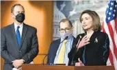  ?? J. SCOTT APPLEWHITE AP ?? Speaker Nancy Pelosi said the Protecting Our Democracy Act was needed to protect the country’s integrity.