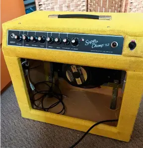  ?? ?? Reader Al Murison pimped his Super Champ X2 with a 12-inch speaker. Don’t try this at home unless you’re sure you can handle an unprotecte­d amp chassis safely!