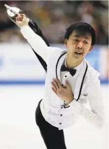  ?? Jamie Squire / Getty Images ?? Palo Alto’s Vincent Zhou won silver in the men’s competitio­n at the U.S. Figure Skating championsh­ips.