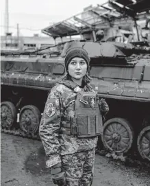  ?? Emile Ducke/new York Times ?? Anastasia Blyshchyk, 26, joined the military after her boyfriend was killed in combat. Initially rebuffed, she found a commander who welcomed her to the ranks of his fighters.