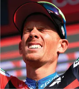  ?? GETTY IMAGES ?? BMC’s Alessandro De Marchi celebrates his stage win yesterday