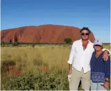  ??  ?? Collecting sand from all the stops on their circumnavi­gation became a quest for the Hockleys. The award for the reddest sand went to Australia’s Uluru.