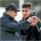  ??  ?? Scott McLeod, left, was brought into the All Blacks coaching setup last year as a specialist defensive coach.