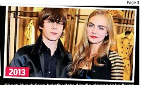  ??  ?? 2013
Short-lived: Cara briefly dated indie singer Jake Bugg