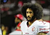  ?? SCOTT CUNNINGHAM / GETTY IMAGES ?? Colin Kaepernick, formerly of the San Francisco 49ers, declined to stand during the anthem last NFL season.