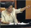  ??  ?? Baleka Mbete has had a torrid time as speaker of the National Assembly in, from left to right, 2014, 2015, 2016 and 2017.