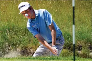  ?? Associated Press ?? David Shore hits out of a bunker during a practice round ahead of the U.S. Open golf tournament, Tuesday at The Country Club in Brookline, Mass.