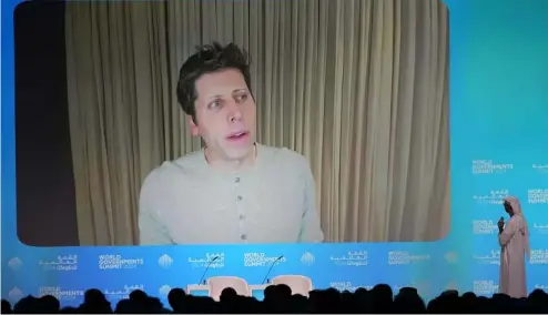  ?? ?? OpenAI CEO Sam Altman talks on a video chat during the World Government Summit in Dubai, United Arab Emirates, February 13, 2024.