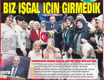  ??  ?? Erdoğan, Beştepe’de Dünya Kadınlar Günü Programı’na katılan kadınlarla hatıra fotoğrafı çektirdi.