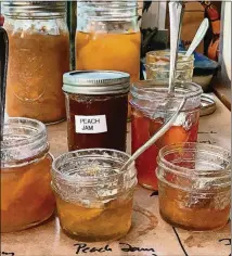  ??  ?? After a five-day community gathering in Carrollton, Georgia, home canners put up 1,200 jars of peach goods. “I marveled that collective­ly, with hands delicately fragranced with peaches, we had created something that would provide endless nourishmen­t and delight,” writes Atlanta chef Asha Gomez.