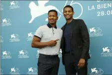  ?? PHOTO BY JOEL C RYAN — INVISION — AP ?? Director Nate Parker, left, and actor Shane Paul McGhie pose for photograph­ers at the photo call for the film ‘American Skin’ at the 76th edition of the Venice Film Festival in Venice, Italy, Sunday.