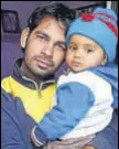  ?? HT FILE ?? Naik Hari Singh with his son Lakshya at his native village Rajgarh in Rewari district.