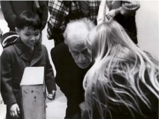  ??  ?? 1. Joseph Cornell (1903–72) with visitors to ‘A Joseph Cornell Exhibition for Children’ at the Cooper Union, New York, in 1972 (photo: Denise Hare)